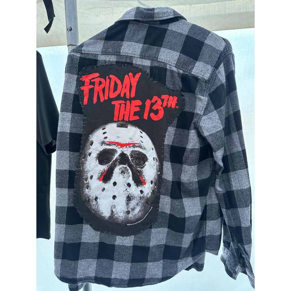Upcycled Friday the 13th Jason Voorhees Flannel | Horror Shirt